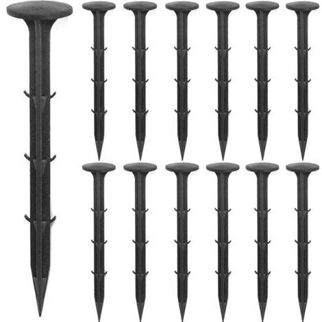 Paquete de 160 estacas de plástico de 16 cm para jardín, anclajes resistentes para paisajismo, clavos inoxidables para bordes de césped, tela antihierbas, lona, césped artificial, etc. (1/4)
