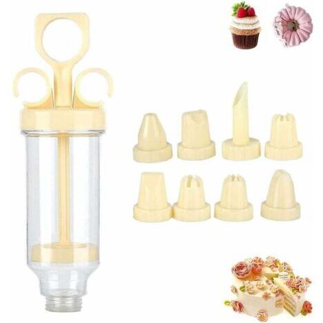 Jeringa para decorar pasteles, jeringa para repostería, jeringa tipo bolígrafo para chocolate, con 8 boquillas diferentes. (1/4)