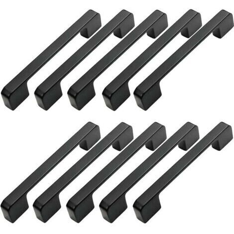 10 tiradores para muebles, espaciado entre orificios de 96 mm - Tiradores negros para puertas de cocina, tiradores para barras, tiradores negros para cocina, 96 mm (1/5)