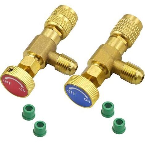 Válvula de control de refrigerante de 2 piezas, válvula de seguridad R410A/R22, válvula de seguridad de refrigerante, para adaptadores de conexión R22/R410, válvula de flujo de aire acondicionado (1/5)