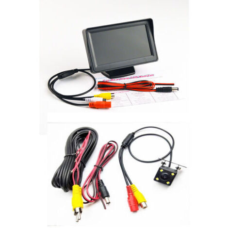 Cámara de vigilancia para interiores y exteriores, kit de sistema de cámara de visión trasera inalámbrica para coche/camión/furgoneta/pickup/autocaravana de 4,3". (1/5)