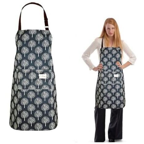 Delantal de PVC para mujer con bolsillos, delantal de cocina impermeable, delantal de chef con babero, delantal de limpieza con bolsillos para cocinar, asar a la parrilla y limpieza del hogar. (1/5)
