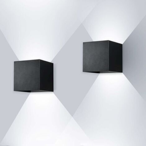 ENCOFT 2 unidades de apliques de pared LED COB de 12 W para interiores/exteriores, de aluminio, resistentes al agua IP67, con ángulo ajustable, luz blanca fría de 6000 K para pasillos.