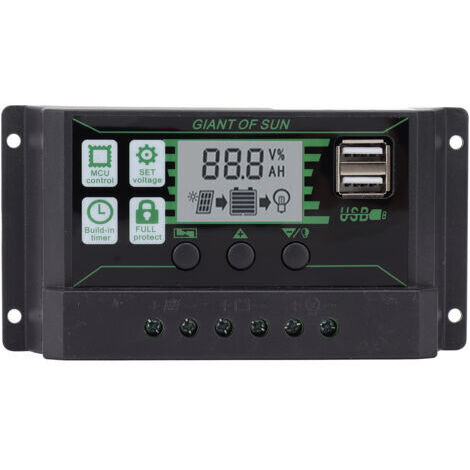 Controlador de carga solar PWM, puerto USB doble, identificación automática, cargador de panel fotovoltaico para uso industrial, 5V, 100A (1/4)