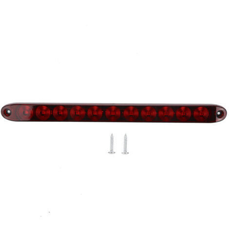 Luz trasera de freno de 12 V y 11 LED, lente de policarbonato rojo en forma de tira para camiones, remolques y vehículos comerciales. (1/4)