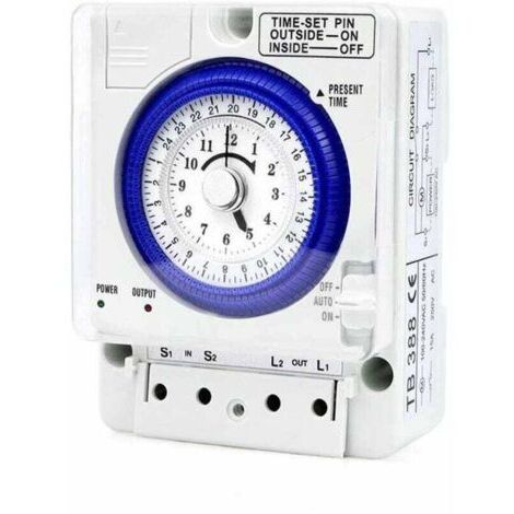Temporizador mecánico TB388TB35N (con batería) Temporizador mecánico industrial manual/automático 20A Motor de cuarzo Controlador de iluminación semanal DIY Equipo eléctrico