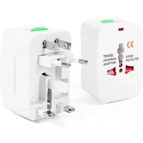 Adaptador de viaje universal, adaptador de enchufe universal multifunción, internacional para 200 países (Francia, EE. UU., Reino Unido y Australia), adaptador de viaje todo en uno. (1/4)