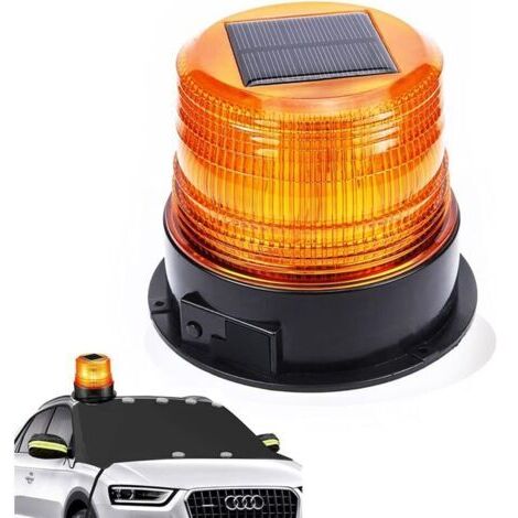 Luz de advertencia LED solar/USB de 12 V, baliza giratoria magnética, luz intermitente para coche, camión, inalámbrica, superbrillante. (1/4)