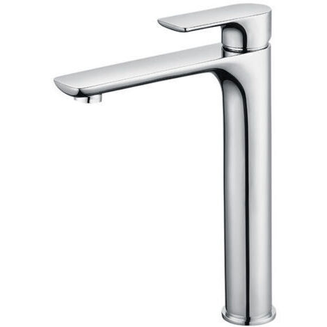 Grifo de baño de diseño con caño alto, grifo de baño grande cromado con aireador extraíble, grifo mezclador de lavabo de latón, grifo de baño alto (1/4)