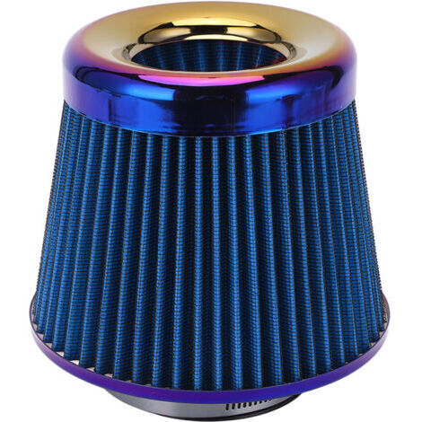 Filtro de admisión de aire para coche, filtro de admisión de aire de 3 pulgadas (76 mm), accesorio universal, reutilizable, lavable, cónico de alto rendimiento (azul). (1/4)