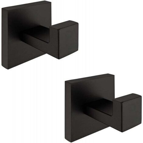 ganchos para puerta, gancho para abrigos de acero inoxidable SUS304, toallero, gancho de pared para baño de estilo industrial moderno (negro) (1/4)