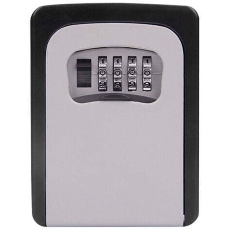 Caja de seguridad para llaves de exterior, caja de llaves de pared con código de 4 dígitos, soporte de seguridad para 5 llaves, para el hogar, garaje o escuela. (1/4)