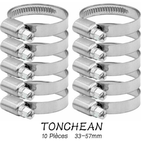Abrazaderas ajustables para mangueras de 33 a 57 mm, fabricadas en acero inoxidable 304. Surtido de abrazaderas y clips para mangueras de agua domésticas, gas doméstico, mangueras de automóviles y gri (1/4)