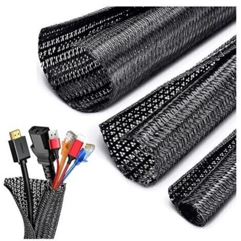 Funda flexible y ajustable de 3 metros para cables de ordenador (Φ13-14 mm), organizador de cables, organizador de cables PET trenzado dividido, protección para cables de coche/TV/ordenador, organizad (1/5)
