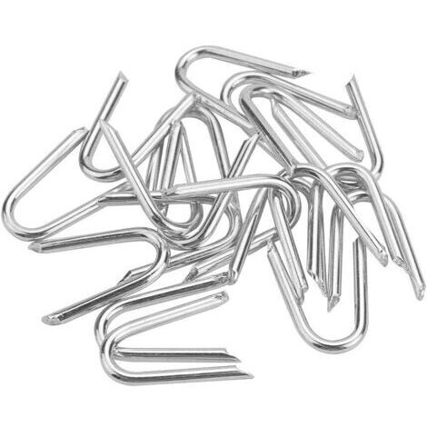 140 piezas de clips de acero galvanizado para cercas, clips para malla de alambre, 1,2-1,9 cm, clavos para cercas en forma de U, grapas de malla de alambre galvanizado para redes. (1/4)