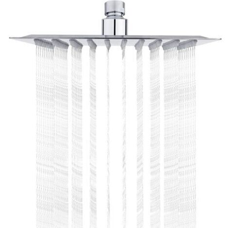 Cabezal de ducha de acero inoxidable, cabezal cuadrado de 20 cm, rosca universal para ducha de lluvia de 1/2", giratorio 360°. (1/4)