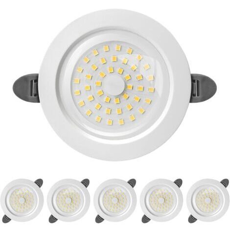Foco LED empotrable, foco LED de interior IP44, foco empotrable extraplano de 28 mm, 9 W 900 lúmenes (equivalente a 90 W incandescente), blanco cálido 3000 K, para baño, salón, cocina, paquete de 6 (1/4)