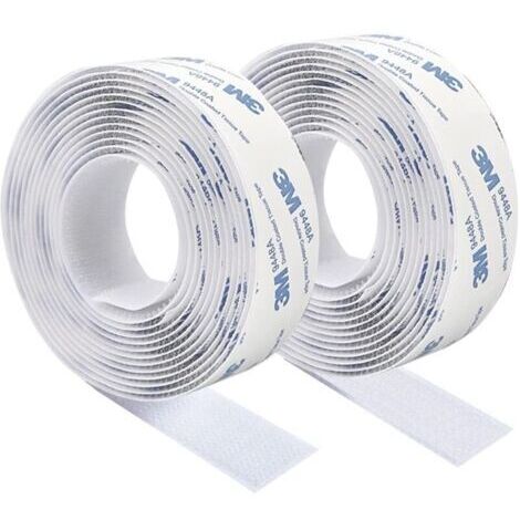 Cinta adhesiva de doble cara 3M resistente a los arañazos, de nailon blanco resistente, sin dejar marcas, 3 m x 2 cm, para alfombras, cojines y ropa. (1/5)