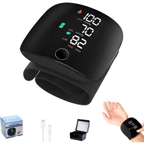 Monitor de presión arterial de muñeca - Monitor de presión arterial digital con pantalla LED - Brazalete ajustable (13,5 cm-19,5 cm), memoria para 2 usuarios - Memoria para 99 lecturas (1/4)