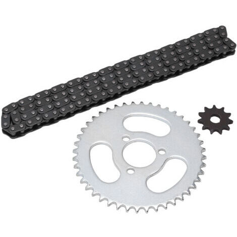 Cadena de piñones delanteros y traseros T8F, juego de cadena de engranajes de repuesto de alta potencia para karts modificados, vehículos todo terreno y minimotos. (1/4)