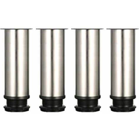 patas ajustables, 150 mm de altura, patas reforzadas para armarios, mesas y muebles, acero inoxidable cepillado, altura ajustable de 0 a 15 mm. Incluye tornillos de acero inoxidable. (1/5)