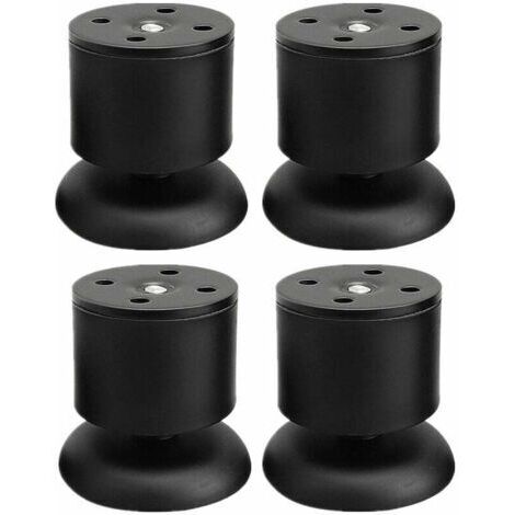 Juego de 4 patas negras para muebles - Patas de mesa ajustables de acero inoxidable de 6 cm con almohadillas de goma y tornillos. (1/5)