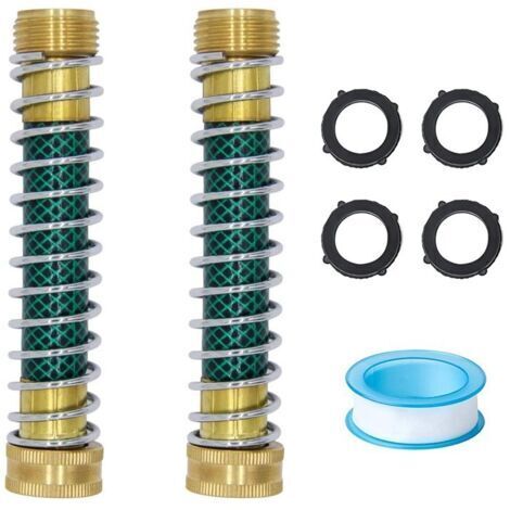 Conector de manguera de jardín con resorte en espiral, manguera de agua con juntas de cobre para el hogar y el jardín. (1/4)