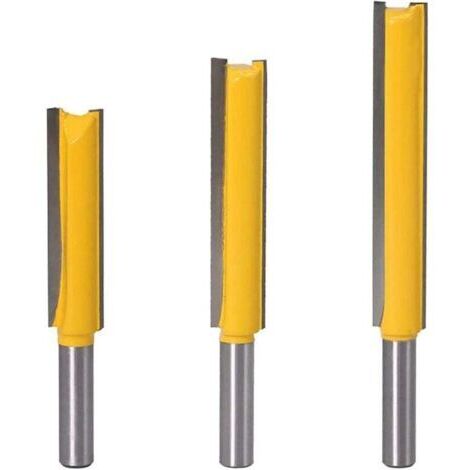 Juego de cuchillas para amoladora y niveladora, juego de alicates de vástago recto de 8 mm, cortador de madera de carburo, 3 fresas rectas extralargas de 8 x 1/2 x 50, 8 (1/4)