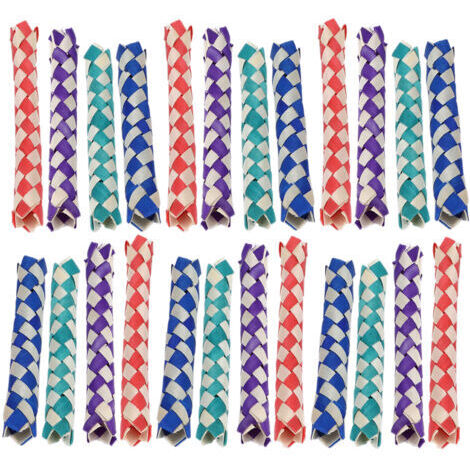 Juego de 24 trampas para dedos para pájaros y loros, trampas de bambú masticables, juguete para hacer en casa para fiestas infantiles. (1/4)