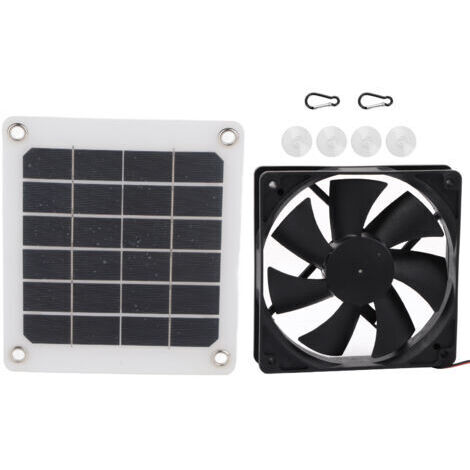 Ventilador con panel solar, 6V 10W IP65, resistente al agua, ventilador extractor solar para exteriores con carga USB para gallineros e invernaderos. (1/4)