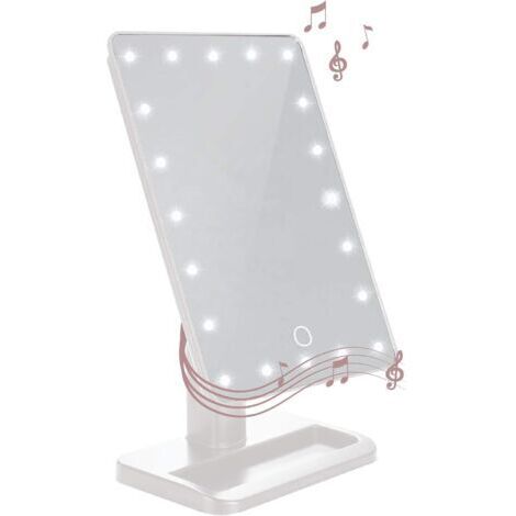 Espejo de maquillaje con luces y altavoz Bluetooth, espejo giratorio inalámbrico LED U-Reflect Beauty con bandeja (blanco) (1/5)