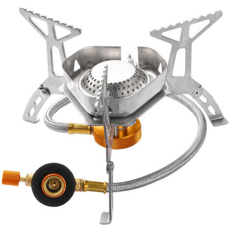 Estufa de gas portátil plegable y resistente al viento de 3000 W con ranuras y encendido. (1/5)