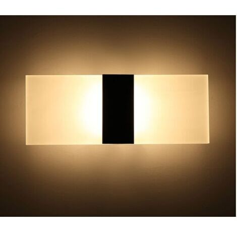 Aplique de pared interior de 6 W en blanco y negro cepillado, CA 85-265 V, moderna lámpara de pasillo acrílica para pasillo, dormitorio, escalera, iluminación decorativa. Tamaño: (1/5)