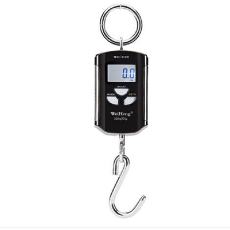 Balanza electrónica portátil para grúa, báscula para equipaje, rango de medición preciso de 200 kg/100 g, gancho robusto de acero inoxidable - negro (1/5)