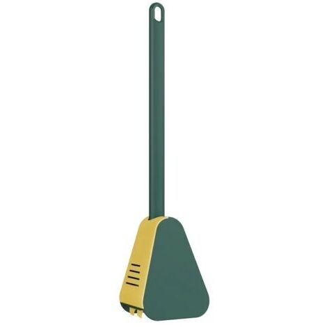 Cepillo de baño con soporte para inodoro - Cepillo de baño de silicona con mango largo - Cepillo sin puntos ciegos - Cepillo de baño con cerdas de silicona (verde) (1/5)