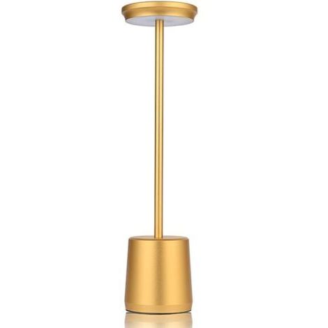 Lámpara de escritorio metálica inalámbrica, lámpara de mesa LED portátil con sensor táctil, lámpara de aluminio recargable con 3 colores, 3 niveles de brillo, luz nocturna, lámpara de mesita de noche, (1/5)
