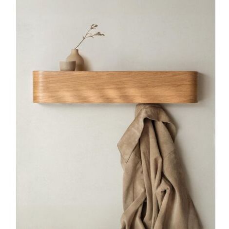 Llavero minimalista estilo berlinés, llavero moderno de pared con estante de madera, llavero de pared para la entrada. (1/4)