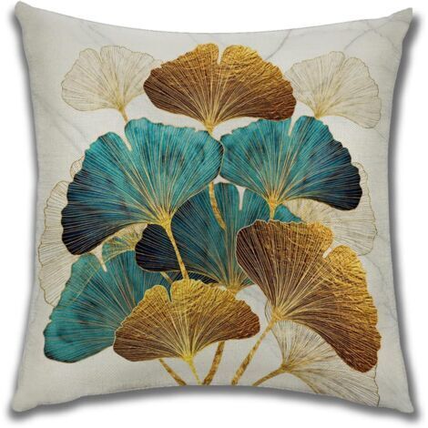 Funda de cojín, fundas de cojín decorativas con estampados florales y vegetales para sofá, cojines de lino sintético, fundas de almohada sencillas, fundas de almohada para salón (color: A, tamaño: 45 (1/2)