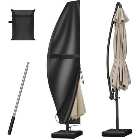 Funda para sombrilla voladiza, funda para sombrilla de 2-4 m con mástil, funda protectora para sombrilla, protección contra la intemperie y los rayos UV, funda para sombrilla de exterior - 28081/45cm (1/5)