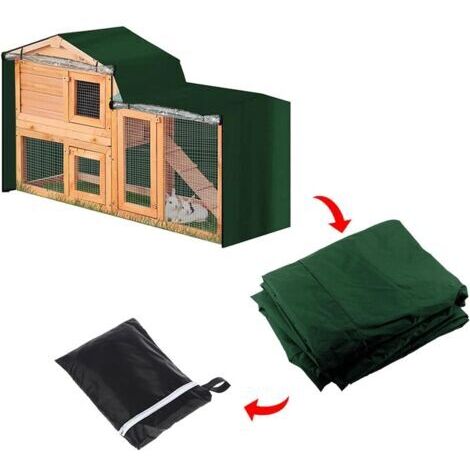 Accesorio para conejera, cubierta triangular para conejera, tejido Oxford impermeable 210D para conejos y cobayas, cubierta elevada para mascotas (180 x 52 x 86 cm, verde)