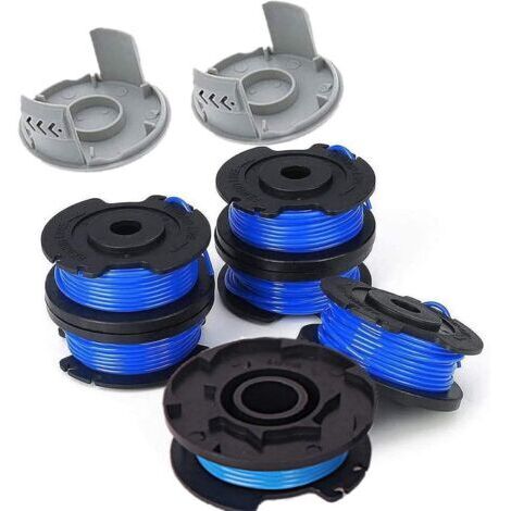 Paquete de 8 carretes de hilo de repuesto para desbrozadoras Ryobi One+ AC14RL3A de 18 V, 24 V y 40 V. Diámetro del carrete: 1,6 mm. Longitud: 20,11 m (6 carretes de hilo, 2 tapas).