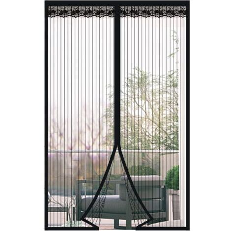 Cortina mosquitera magnética para puerta, cortina antimosquitos con cierre magnético, no requiere perforación para puerta de balcón, puerta de sótano, puerta de patio (Negro, 90 cm x 205 cm) (1/5)