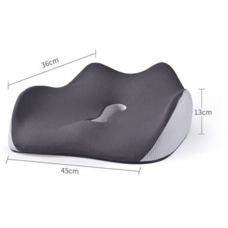 Cojín de asiento de espuma viscoelástica para silla de oficina, reduce la ciática, alivia el dolor de espalda, apto para coche, silla de ruedas, silla de videojuegos y silla de oficina, color gris. (1/3)