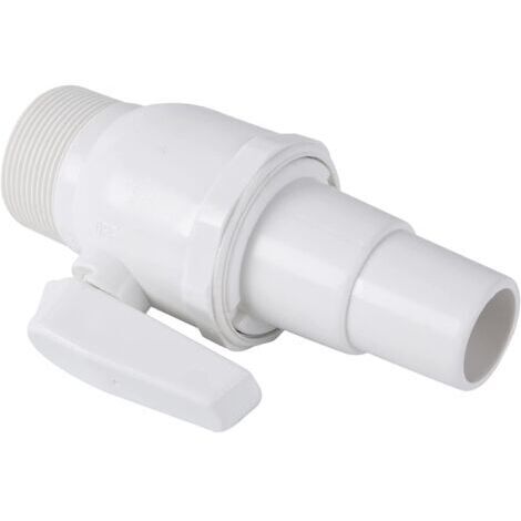 Válvula de 1/4 de vuelta de 1 1/2" - Diámetro 32/38 mm para manguera de piscina flotante - Blanca (1/4)