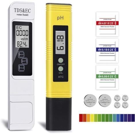 Medidor electrónico de calidad del agua, pH, TDS y EC, calibración automática, 3 en 1 (TDS, pH, EC y temperatura) para piscinas, acuarios, sistemas de ósmosis inversa y laboratorios. (Medidor de pH am (1/5)