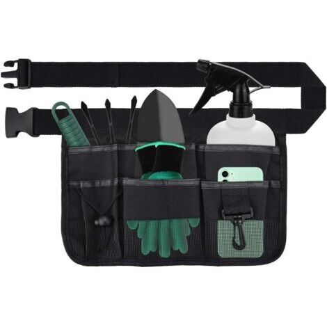 Cinturón portaherramientas con 7 bolsillos, cinturón para bricolaje, cinturón de carpintero, cinturón portaherramientas profesional de lona impermeable para bricolaje, jardinería y trabajos eléctricos (1/5)
