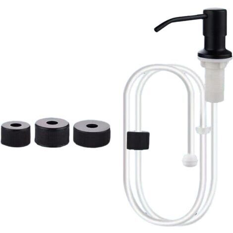 Dispensador de jabón para fregadero de cocina, kits de tubos de extensión, dispensador de jabón para fregadero empotrado, dispensador de loción, negro (1/5)