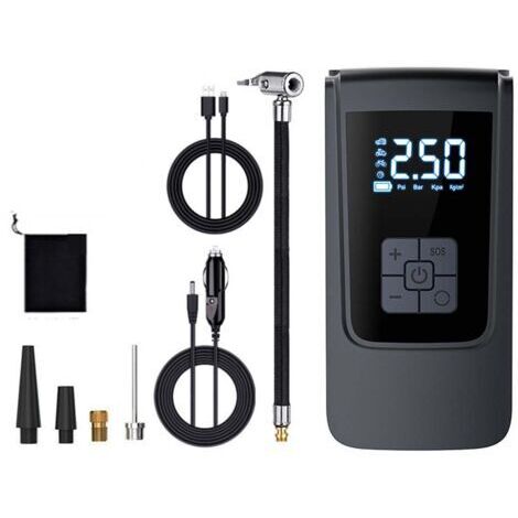 Compresor de aire portátil, minibomba de aire eléctrica de 4000 mAh, bomba de bicicleta eléctrica con pantalla LCD digital, 4 modos, inflador de neumáticos recargable para bicicletas, motocicletas, pa (1/5)