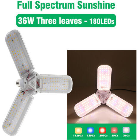 Lámpara de cultivo LED plegable de 36 W con cabezal de luz E27 suspendido de 4 m, cultivo hidropónico, apta para plantas de interior e invernadero. (1/5)