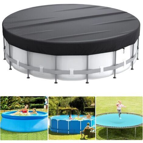 Cubierta para piscina, cubierta solar redonda de 3 metros para piscinas elevadas, cubierta para jacuzzi con hebilla de nivelación, cuerda y estacas para mayor estabilidad. (1/5)